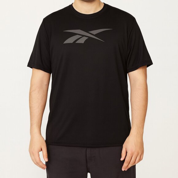 Reebok Men’s Large Black Logo Performance Tee Short Sleeve Activewear - Picture 1 of 10